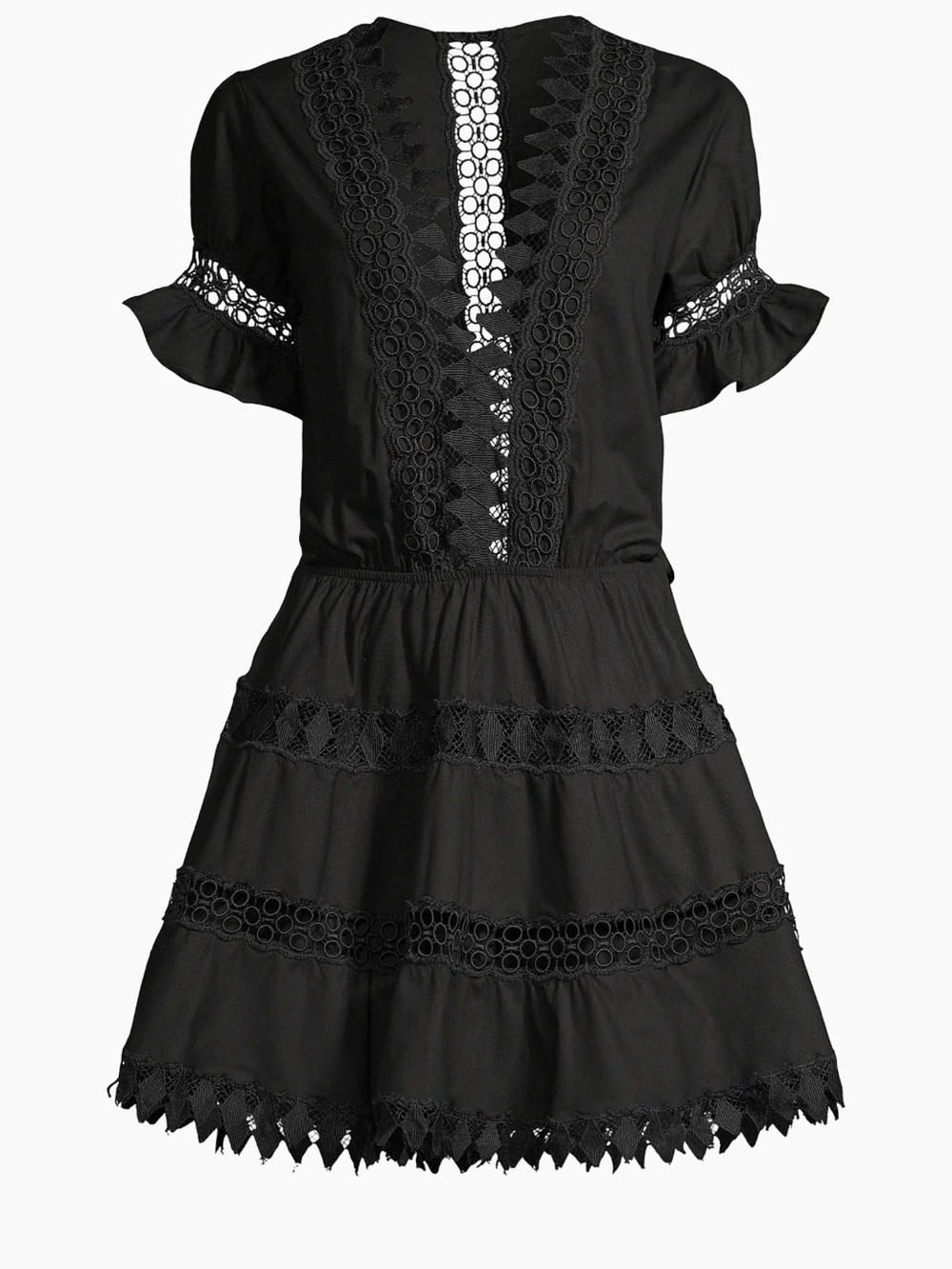 Peixoto Black Lace-Trim Ora Mini Dress